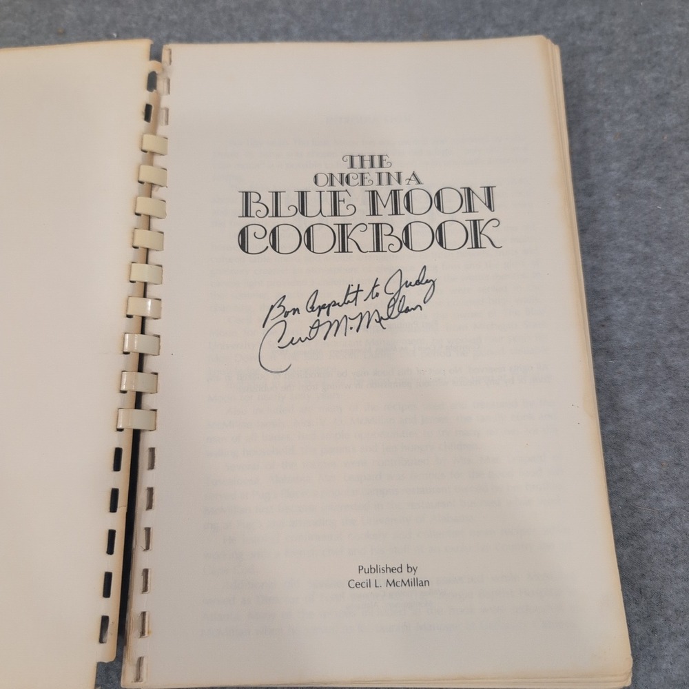 Signed The Once in a Blue Moon Cookbook Montgomery Alabama Blue Moon Inn 1979 - Picture 2 of 4